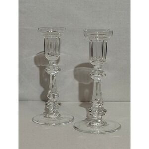 Vintage Waterford Crystal Candlesticks Pair Curraghmore Pattern 8" Signed
